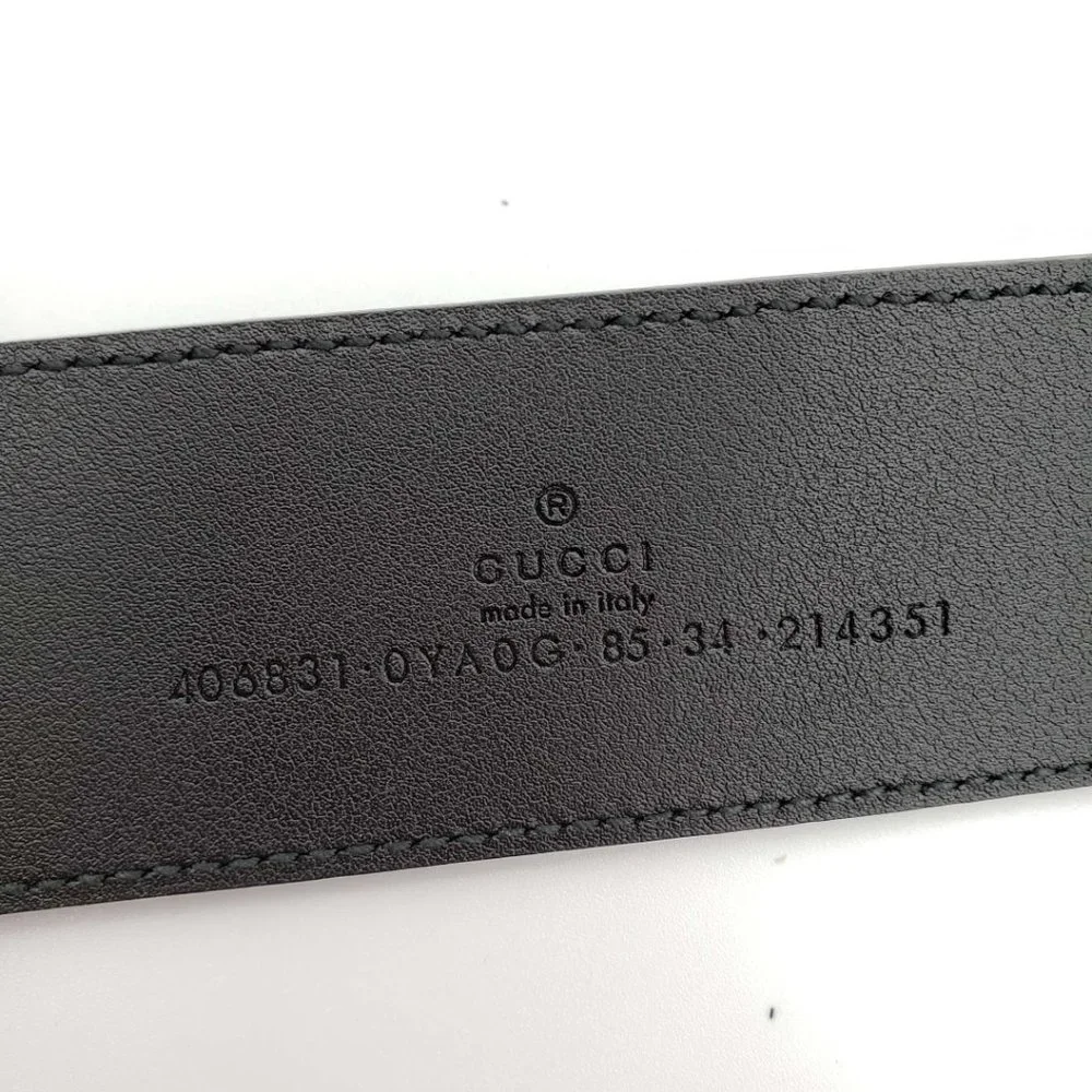 100% Authentic Gucci GG Marmont Leather Black Belt with Shiny Gold Buckle New - Picture 7 of 9